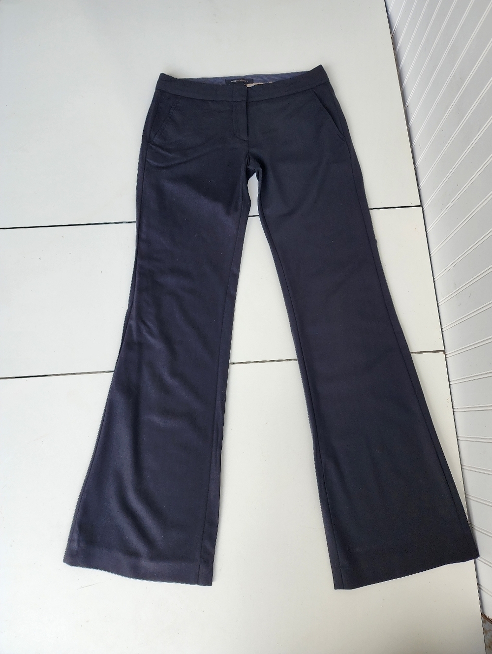 BCBGMAXAZRIA Wool Blend Black Flare Trousers Women's Size XS